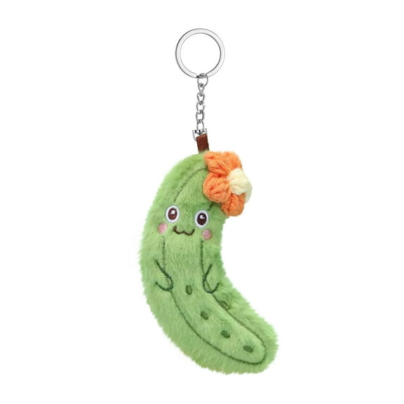 Cute Plush Pickle Keychain With Flower - Soft Stuffed Vegetable Keyring For Backpacks, Bags, Keys - Ideal For Kids, Teens, S For Daily Use, Party Favors, Gifts