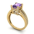 thumbnail image 2 of Clara Pucci 14K Yellow Gold Solid Gold Alexandrite Solitaire with Accents Anniversary Ring for Women - 2.45 cttw Emerald Cut, 2 of 8