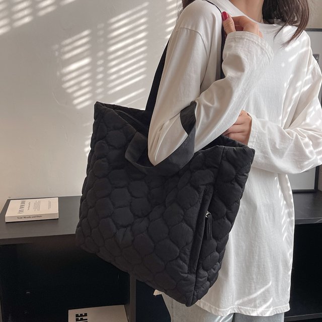 Bolsa De Hombro Bolso de viaje acolchada Moda Invierno Casual de mano Nylon Algodón acolchado para el trabajo
