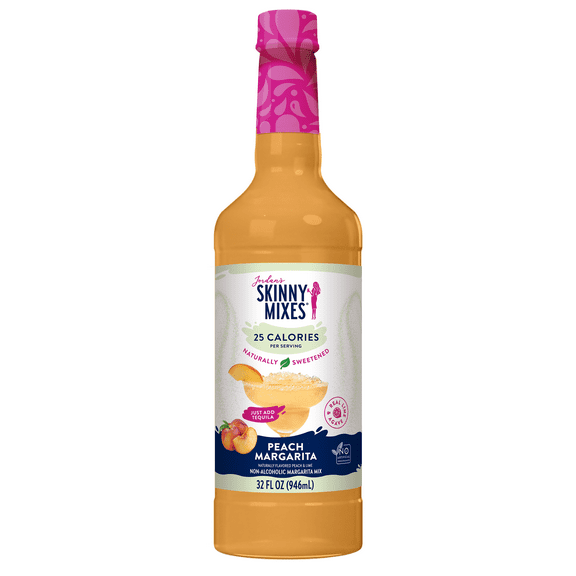 Jordan's Skinny Mixes Natural Peach Margarita Mixer Liquid Syrup, 32 fl oz