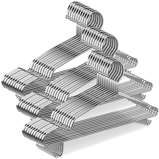 50 Piezas Ganchos Para Ropa Perchas - Ganchos Para Pantalones de Acero Inoxidable Percha de Alta Calidad 42 CM Hangers Antideslizantes Metal Ligero Resistente Duradera Para Hogar Adultos Faldas