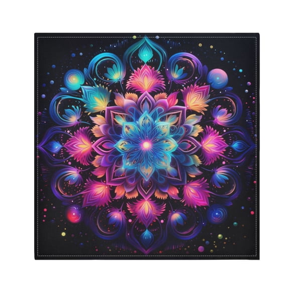 JSTEL Rainbow Mandala Galaxy Cloth Napkins Set of 1, 20x20 Inch Washable and Reusable Napkin for Decoupage Dinner Party Everyday Use