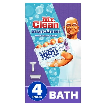 Mr. Clean Magic Eraser Bath Cleaning Pads with Durafoam, Lavender, 4 Ct