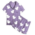 thumbnail image 4 of SUXIAN Girls Print Short Sleeve Buttoned Pajama Set with Pockets Comfortable Home Loungewear for Ages 2-13 Girls Pajamas Purple_#1 12-13 Years, 4 of 4