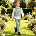 thumbnail image 6 of Lovzfmll 4-Piece Boy's Suit, Plaid Vest & Shirt & Pants & Hat, Formal Performance Wear for Toddler, 3-4 Years, 6 of 10