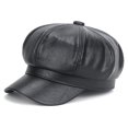thumbnail image 1 of Casquette Béret Simili Cuir Réglable Octogone Simili Cuir Chapeaux pour Fête, 1 of 10