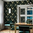 thumbnail image 4 of Dark Floral Peel and Stick Wallpaper Vintage Floral Contact Paper 16.9inchx196.8inch Flowers Bird Wallpaper Peel and Stick Boho Leaf Self Adhesive Removable for Bathroom Wall Paper Decor, 4 of 9