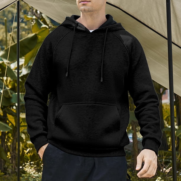 Sudadera con capucha para hombre, estilo informal, con capucha, color liso, mangas largas en los hombros, blusa de poliéster.