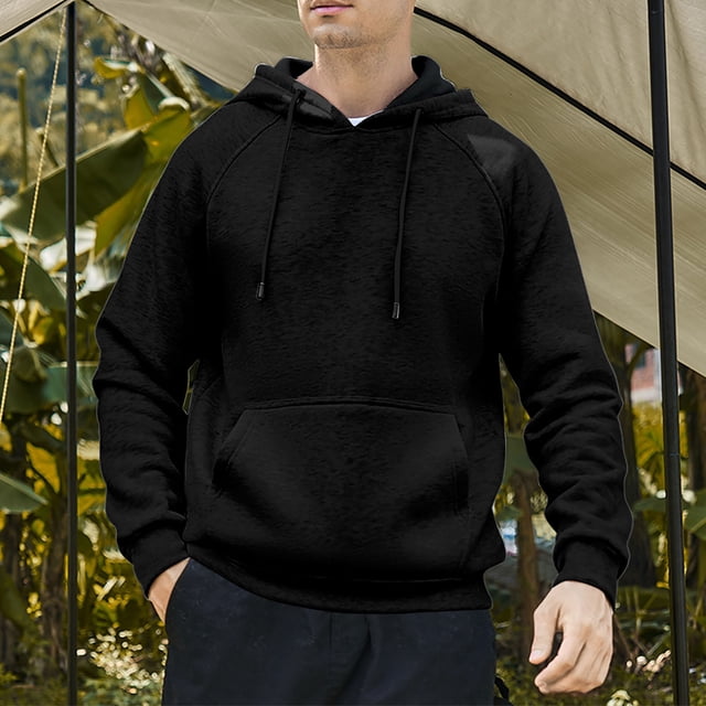 Sudadera con capucha para hombre, estilo informal, con capucha, color liso, mangas largas en los hombros, blusa de poliéster.