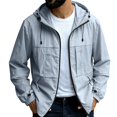 thumbnail image 2 of GrmtClth Rash Guard for Men Full Zip Long Sleeve Uv Sun Hoodie Zip Up Lightweight Quick Dry Hiking Fishing Athletic Jackets Workout Coat with Pockets Blue XXXL, 2 of 6