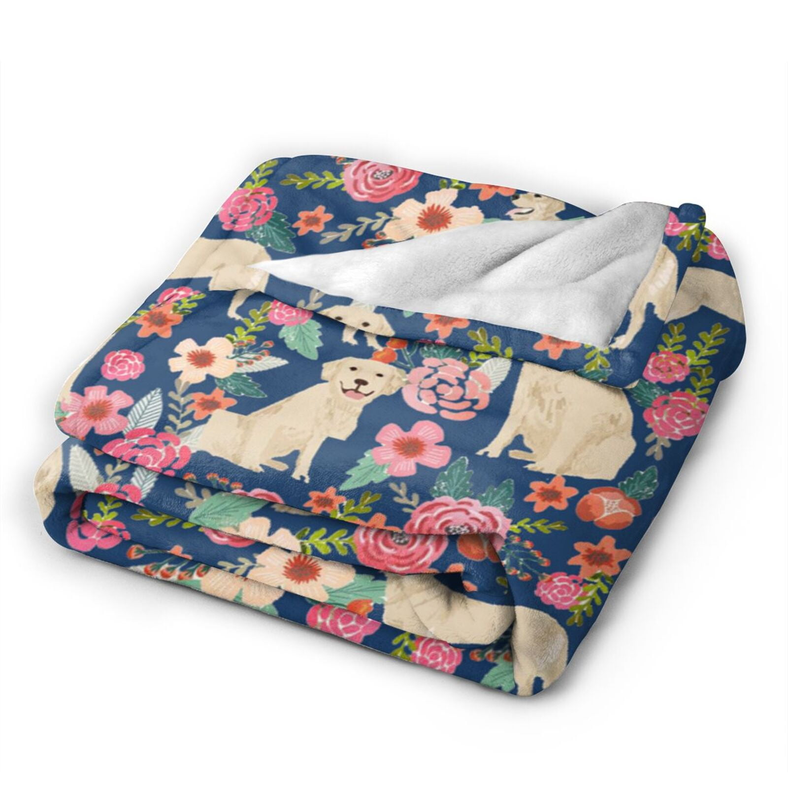 Wijzvio Boxer Dogs Rose Flower Floral Throw Blanket Soft Fuzzy Fleece Blanket For Couch Bed Living Room Decoration 60"X50"
