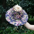 thumbnail image 1 of Ltdhehe Chapeau de Soleil Portable 2 en 1 Pliable avec Éventail à Main pour Femmes, Chapeau de Plage d'Été à Motif de Fleurs pour Voyage Plage, 1 of 1