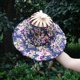thumbnail image 2 of Sombrero para el sol 2 en 1 plegable con abanico de mano para mujer Sombrero de playa con estampado floral para viajar a la playa, 2 of 8