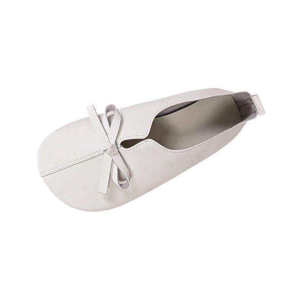 Xfvqtps Womens Flats Slip on Loafers Bow Pointed Toe Ballet Flat Comfort Cushioned Insole Lightweight Flexible Sole White