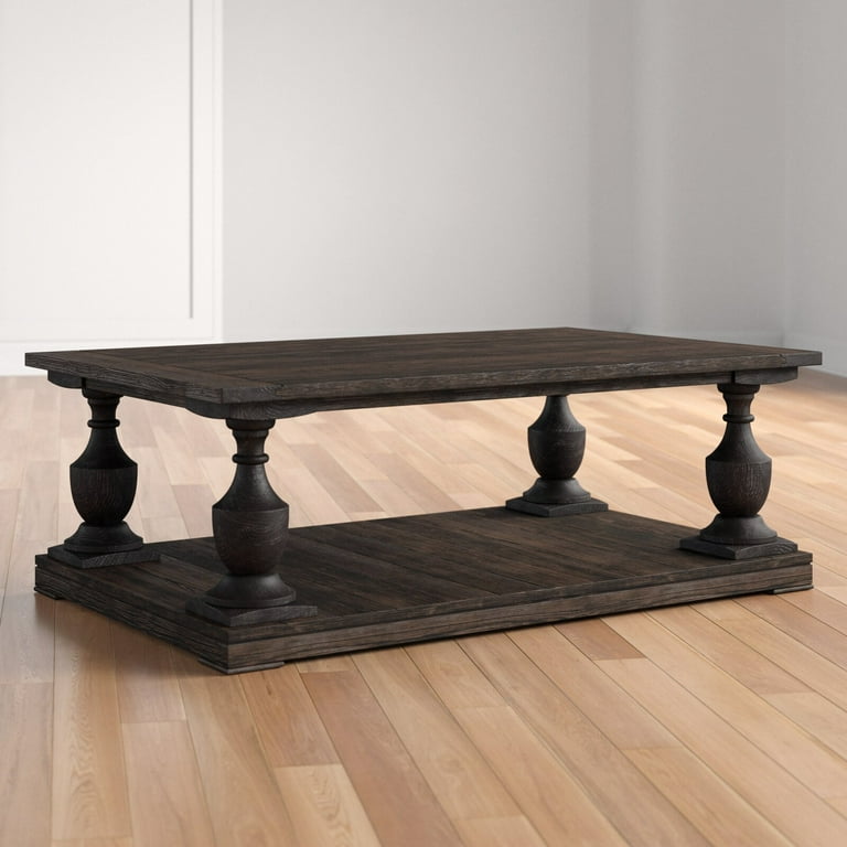 Shameka solid wood floor shelf coffee table with storage deals
