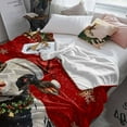 thumbnail image 3 of Merry Christmas Throw Flannel Blanket 40x50In Xmas Hat Cow Bell Snowflake Red Background Super Soft Cozy Bed Blanket, Lightweight Plush Fuzzy Bed Throw for Bedroom Sofa Couch Living Room, 3 of 4