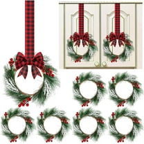 Dalrosia 6PCS Christmas Cabinets Wreaths for Kitchen Cabinets with Ribbon Artificial Green Leaves Decorative Berry for Kitchen Window Front Door Wall Winter Decor