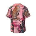 thumbnail image 2 of Fotbe Cheetah On Toilet Humor Art print Short Sleeve Button Down Shirts for Men Casual Summer Beach Wrinkle Free Shirt-Medium, 2 of 7