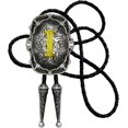 thumbnail image 1 of shiyou-Bolo Tie Silver Initial Letter A to Z In Western Cowboy Medal Style with Cowhide Rope Necktie, 1 of 4