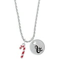 thumbnail image 1 of Delight Jewelry Silvertone 3-D Red Enamel Candy Cane Silvertone Script Initial Disc - & - Charm Necklace, 20"+3", 1 of 4