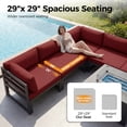 thumbnail image 3 of RADIATA Patio Aluminum Furniture Set with Fire Pit Table and Oversized 29" Seats, 7 Pieces Outdoor Sectional Conversation Sofa Set for Backyard, Poolside, 500 lb/Seat, Gray & Red, 3 of 11