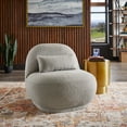thumbnail image 2 of Weston Home Lompoc Modern Boucle Accent Chair with Rounded Design and Lumbar Pillow, Light Gray Chair, 2 of 11