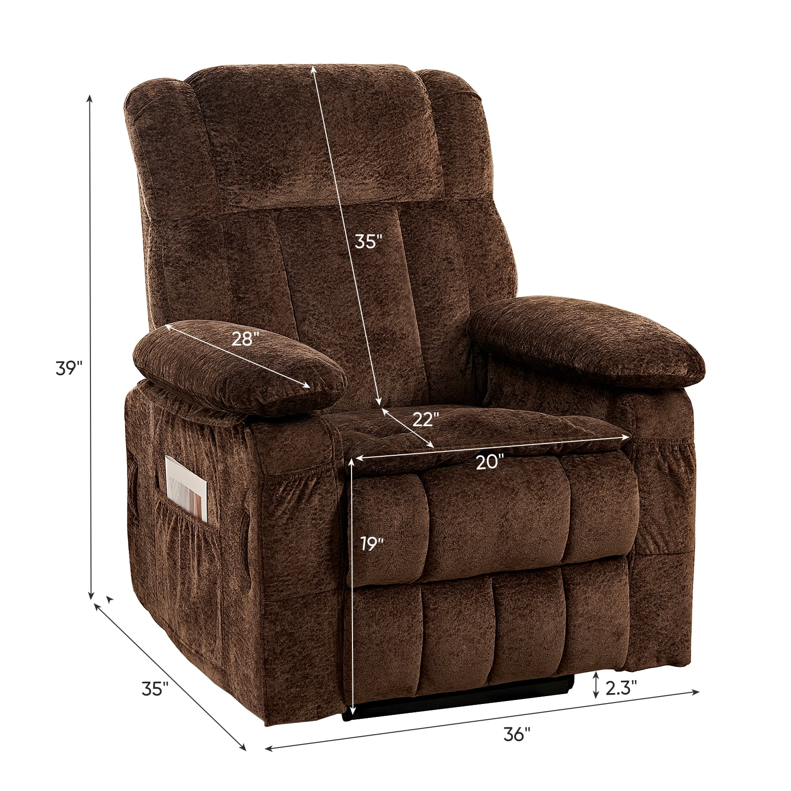 Puremind Power Lift Recliner Chair with Heating and Message for Elderly, Dual Motor Electric Lift Recliner Sofa for Living Room/Bedroom, Brown