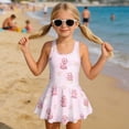 thumbnail image 3 of COEQINE Girls One Piece Swimsuit with Attached Liner, Scoop Neck V-Back Swim Dress for Swim Lessons, Polyester Spandex Bathing Suit for Girls 3-4 Year Olds, Pink Dragon Heart, 3 of 8