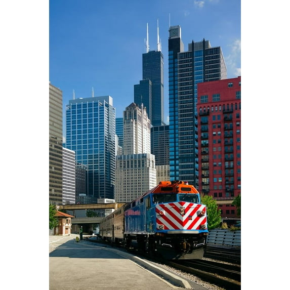 Wallmonkeys Chicago Metra Train Peel and Stick Wall Decals Mural WM102724 (32 in W x 48 in H)
