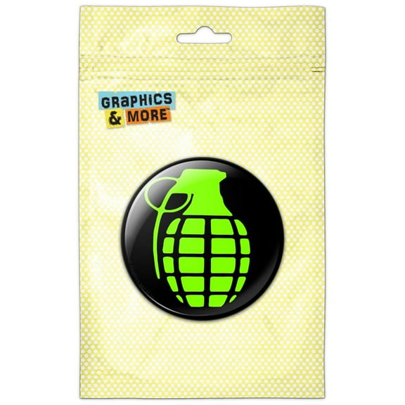 Hand Grenade Frag Explosive Weapon Pinback Button Pin Badge