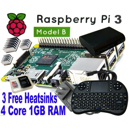 Raspberry Pi 3 Model B 1GB RAM Black Case AC 2.5 Amp 8GB SD NOOBS WIFI (What's The Best Keyboard Amp)