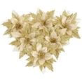 thumbnail image 3 of DINHEAROM Holiday Floral Picks Glitter Flower Golden 6Pcs 5.9In Diameter For Christmas Events, 3 of 8