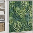 thumbnail image 6 of Orinice  Leaf Shower Curtain, Tropical Exotic Banana Forest Palm Tree Leaves Watercolor Design Image, Cloth Fabric Bathroom Decor Set with Hooks,  60x72, 6 of 7