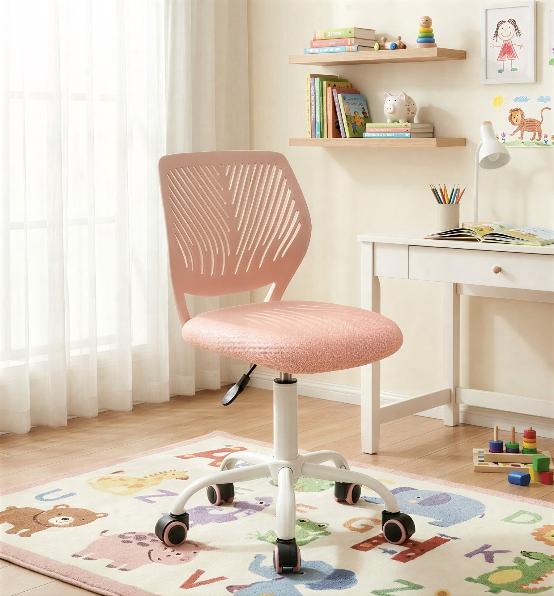 Homy Casa Mesh Task Office Chair, Adjustable Pink Desk Chair