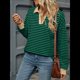 thumbnail image 4 of Sudaderas A Rayas de Talla Grande para Mujer, de Larga, con Cuello de Solapa, Informales, Suaves, Tipo Pulóver, Camisetas Verde L, 4 of 10
