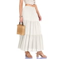 thumbnail image 6 of BRGZLK Women's Midi Skirt Long Skirt Solid Color Cotton Boho Maxi High Waist Flowy Tiered A-Line Skirt 2026 Summer Beach Vacation Clothes with Pockets, 6 of 7