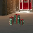 thumbnail image 2 of Northlight Ensemble de 3 Boîtes Cadeaux Vertes Lumineuses avec Nœuds Rouges Décorations de Noël Extérieures 18 Pouces, 2 of 2