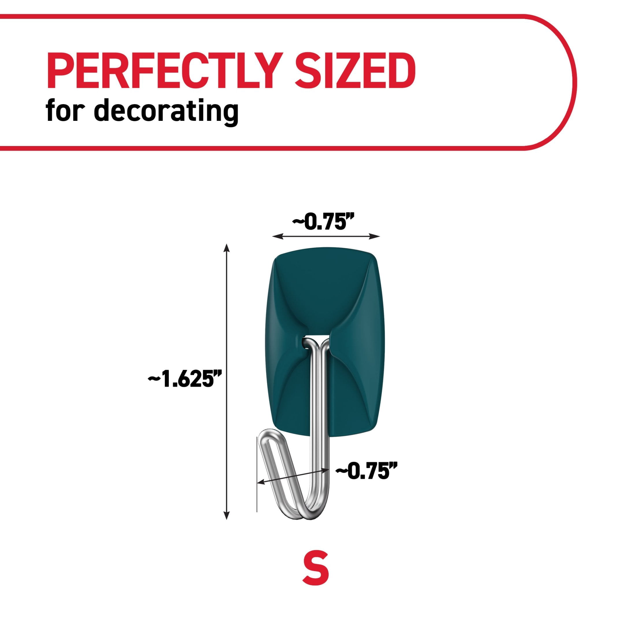 Command Small Wire Hooks, Twilight Teal, Holds .5 lbs, 9 Hooks, 12 Adhesive Strips