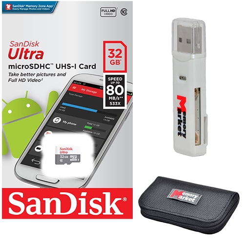 SanDisk Ultra 32GB MicroSD HC Class 10 UHS-1 Mobile Memory Card for Samsung  Galaxy S7 & S7 Edge S8 & S8 Plus with USB 2.0 MemoryMarket Dual Slot 