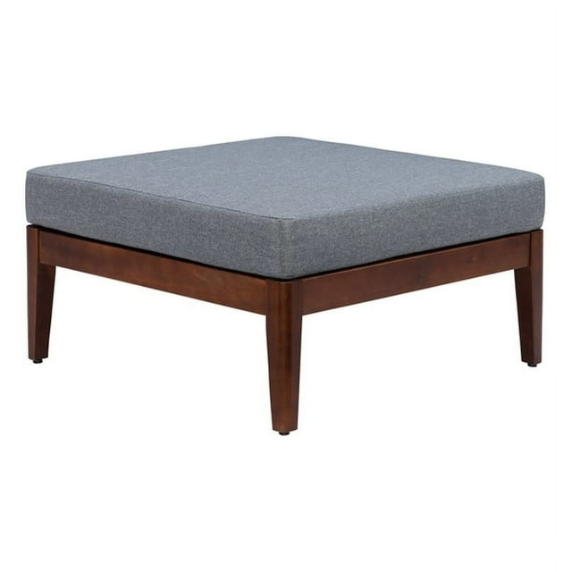 Linon Morningside Ottomane d'Extérieur en Bois d'Acacia avec Coussins Gris en Noyer