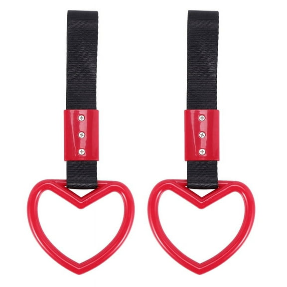 2X Heart Jdm Tsurikawa Ring for Subway Train Bus Handle Strap Charm Drift Universal