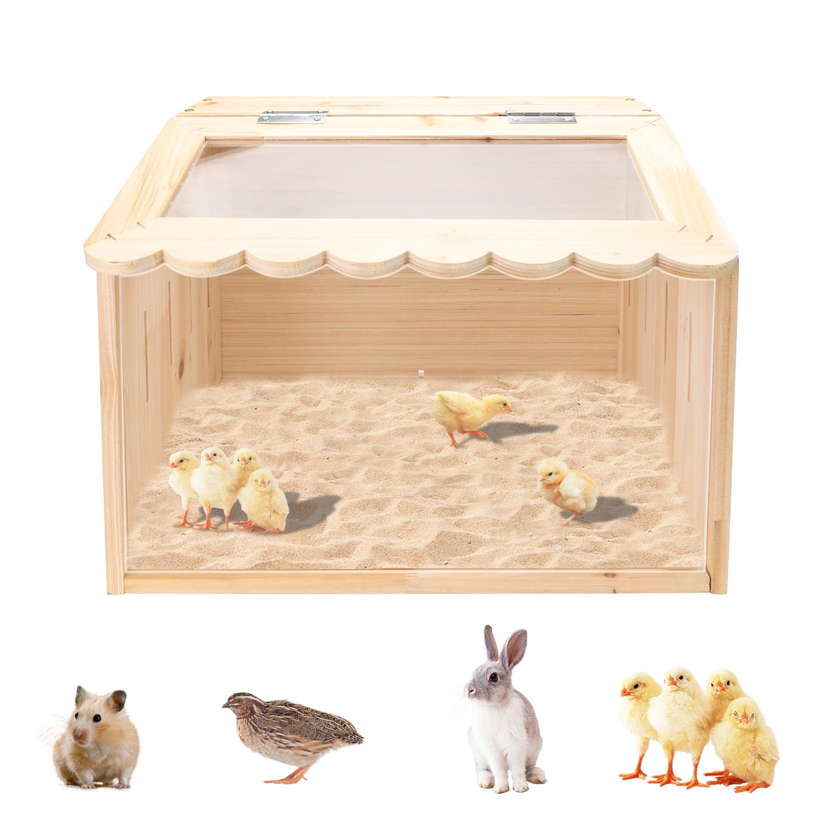 Chicken Brooder Box, Large Wooden Brooder Box for Chicks, Chick Brooder Baby Chicken Supplies, Animal Playpen with Top for Chickens, Ducks, Quails, Hamsters