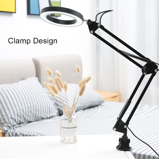 Garosa Foldable Eyecare Table Lamp Flexible Swing Arm Clamp Mount Lamp USB Three Tone Desk Light,Table Lamp, USB Table Lamp