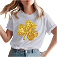 thumbnail image 4 of Meichang Chandails Chanceux pour Femmes T-Shirts St Patrick's Day T-Shirts Graphiques Trèfle T-Shirts de Fête Col Rond Hauts Irlandais Porte-Bonheur T-Shirts Décontractés à Manches Courtes Liquidation de Printemps, 4 of 7