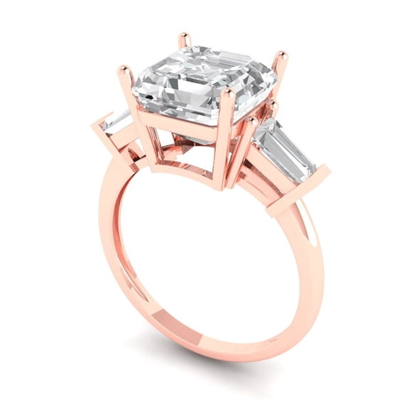 2.7ct Asscher Cut Pink Crystal 18k White Gold Engraving Statement Bridal Wedding Designer Ring Size 9.25