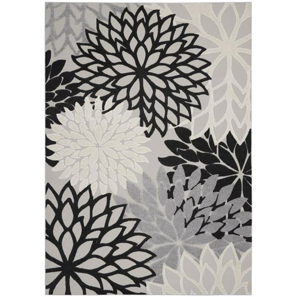 8 x 11 ft. Black Gray White Indoor & Outdoor Area Rug