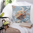 thumbnail image 3 of 14x14 Pillow Covers Set of 2, Blue Sea Turtle Coastal Throw Pillow Covers Decorative Couch Cushion Case, Summer Beach Nautical Starfish Coral Microfiber Square Pillowcases for Bedroom Car Living Room, 3 of 7