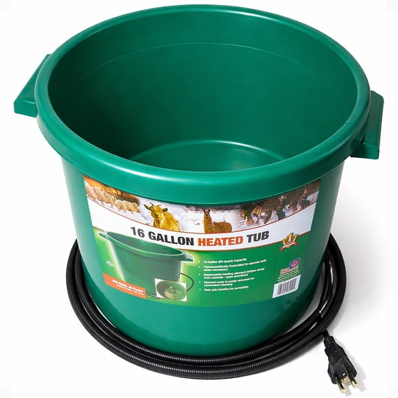 Farm Innovators Heated Bucket, Water Bowl with Heating Element, 16 Gallon