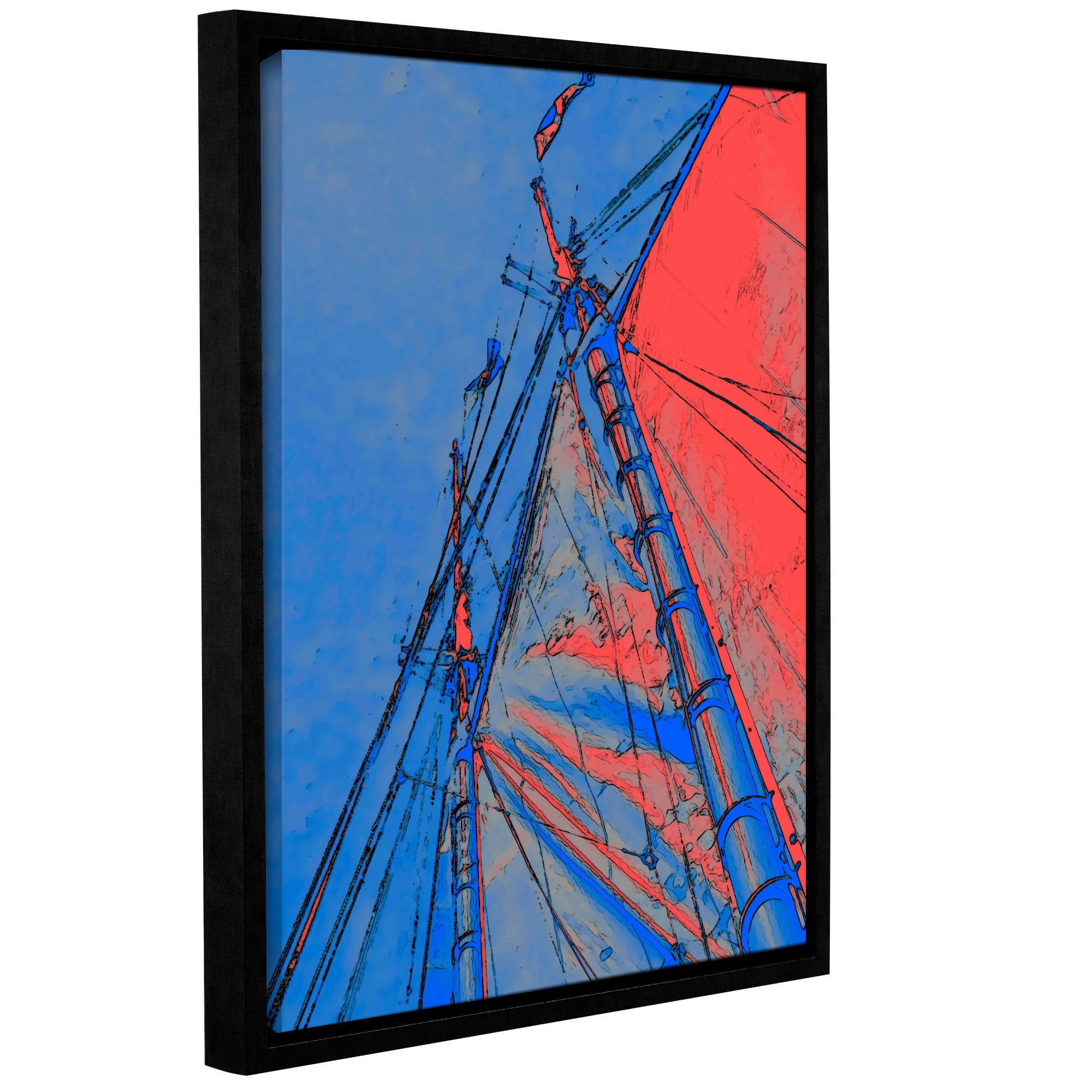 ArtWall Linda Parker "Red Sails At Sea" Gallery-wrapped Floater-framed Canvas