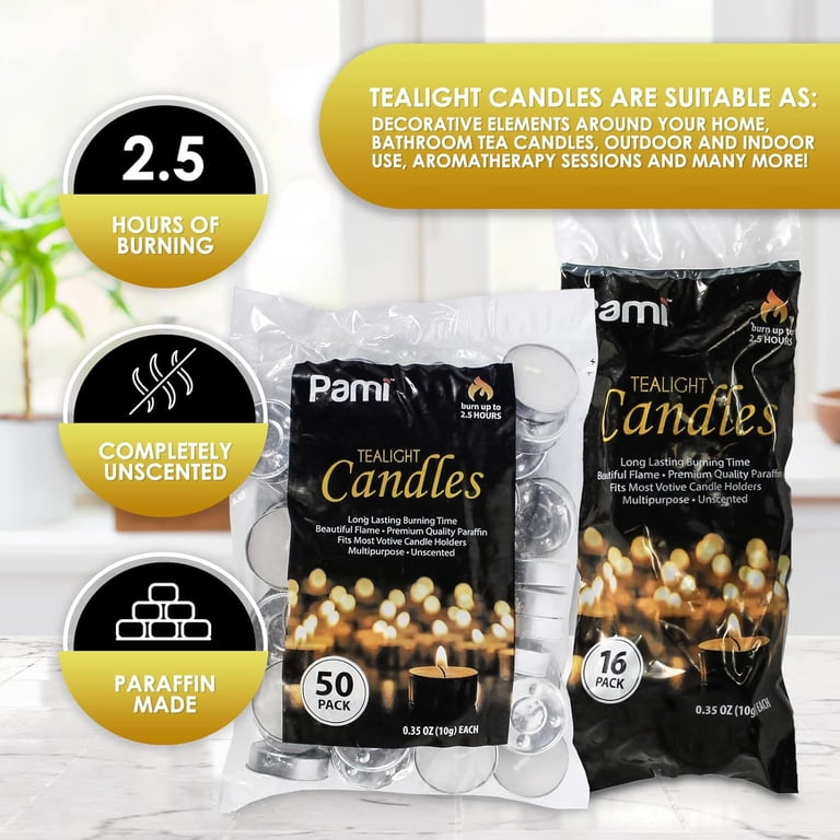 PAMI Unscented White Tealight Candles, 50-Pack photo 5